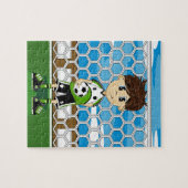 Puzzle Casse-tête mignonne de garçon du football (Horizontal)
