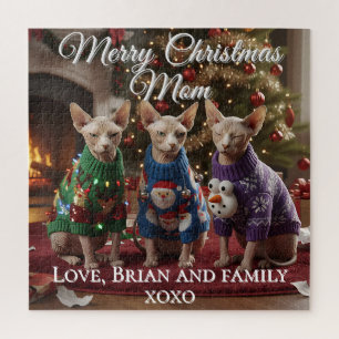 Puzzle Casse-tête personnalisé de Noël drôle de chats Sph