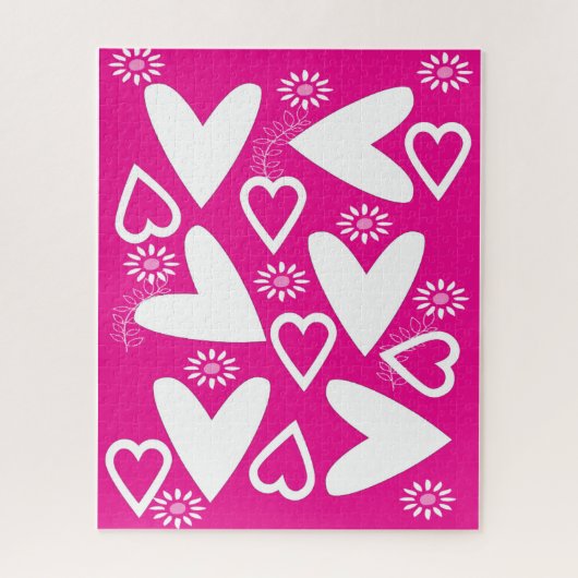 Puzzle Casse-têtes Cœurs blancs Joyeuse Saint-Valentin (Vertical)