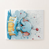 Puzzle Casse-têtes de couleurs pastel d'éléphant mignons (Horizontal)