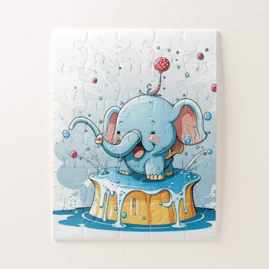 Puzzle Casse-têtes de couleurs pastel d'éléphant mignons (Vertical)