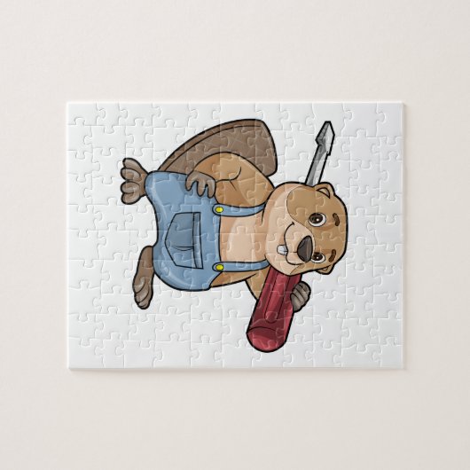 Puzzle Castor comme artisan avec clé (Horizontal)