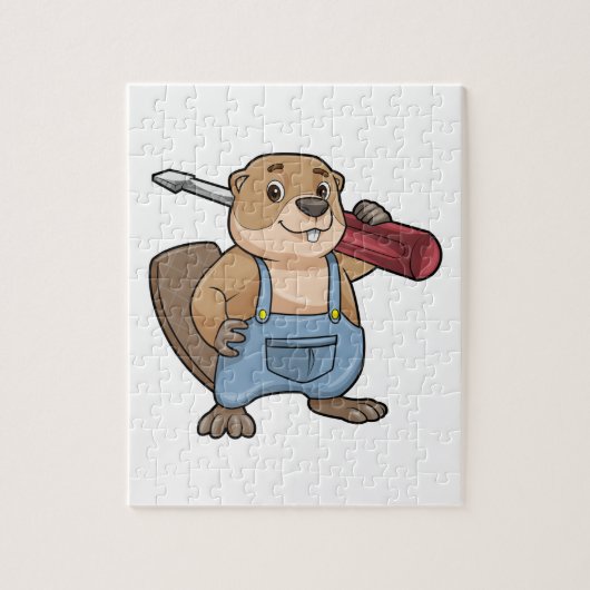 Puzzle Castor comme artisan avec clé (Vertical)