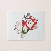 Puzzle Cat as Mushroom picker with Mushroom (Horizontal)