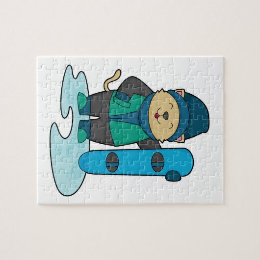 Puzzle Cat as Snowboarder (Horizontal)