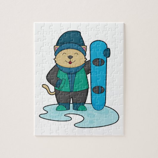 Puzzle Cat as Snowboarder (Vertical)