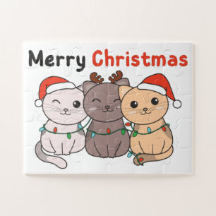 Puzzle Cat Christmas Animaux mignons Chats Joyeux Noël Ji