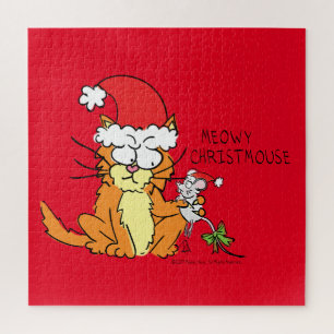 Puzzle Cat  Christmas Funny Cartoon Cute Mouse