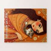 Puzzle Cat lover Mom Photo  orange (Horizontal)