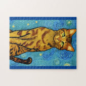 Puzzle Cat Lover Van Gogh Style Starry Night (Horizontal)