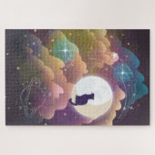 Puzzle Cat noir coloré Crescent Lune (Horizontal)