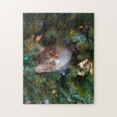 Puzzle Cat on Christmas tree (Vertical)