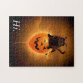 Puzzle Cat on Halloween Balloon (Horizontal)
