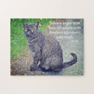 Puzzle Cat posant II Citation Bouddhiste Motivationniste