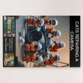 Puzzle Cat puzzles, wearing uniforms, repairing a camera. (Horizontal)