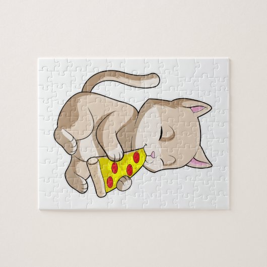 Puzzle Cat with Pizza (Horizontal)