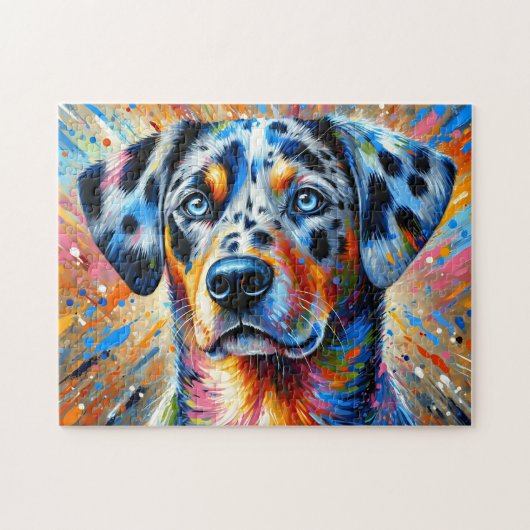 Puzzle Catahoula Leopard Dog Portrait Acrylique Art Impri (Horizontal)