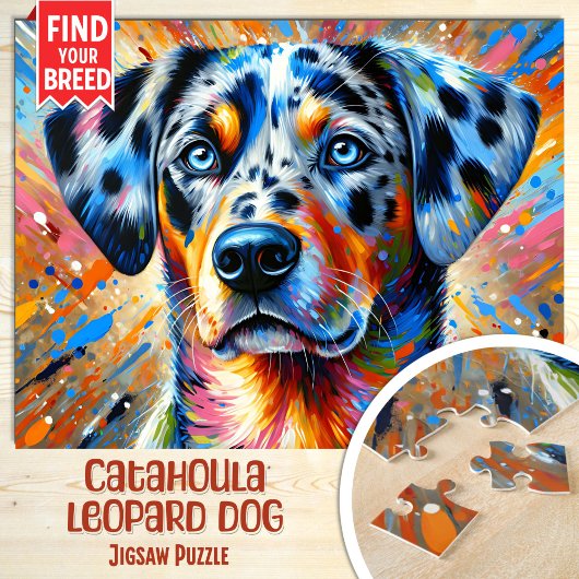 Puzzle Catahoula Leopard Dog Portrait Acrylique Art Impri
