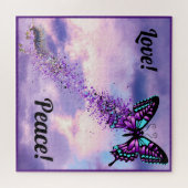 Puzzle Caterpillar Morph to Purple Turquoise Papillon noi (Horizontal)