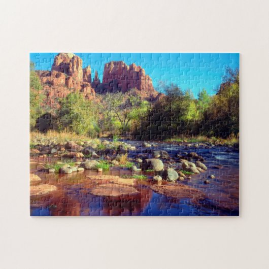 Puzzle Cathedral Rock se reflétant dans Oak Creek (Horizontal)