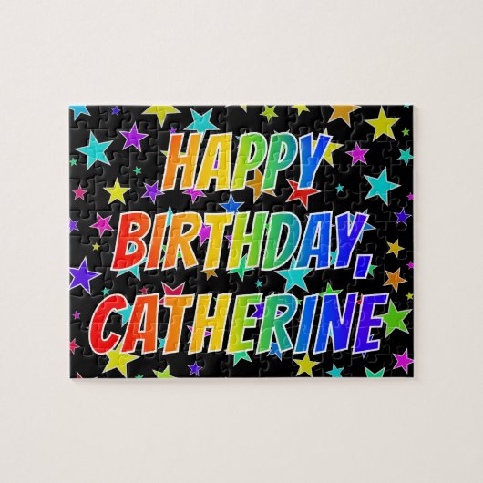 Puzzle "CATHERINE" Premier nom, "HAPPY BIRTHDAY" (Horizontal)
