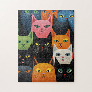 PUZZLE CATS CHATS COLORÉS ART