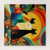 Puzzle Cats on Bright and Colorful Background, (Horizontal)