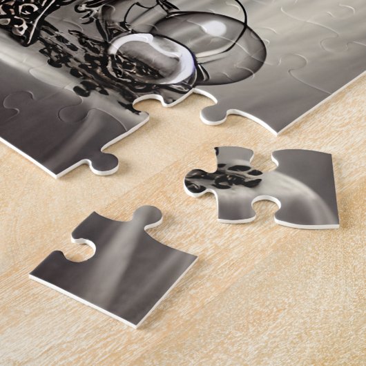 Puzzle Cauldron argenté orné avec balle en cristal violet (Côté)