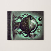 Puzzle Cauldron orné avec boule de cristal vert et orbes (Horizontal)