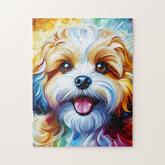 Puzzle Cavachon Portrait de chien Acrylique Art Imprimer  (Vertical)