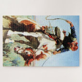 Puzzle « Cavalier de bronco » Art occidental par W Herber (Horizontal)