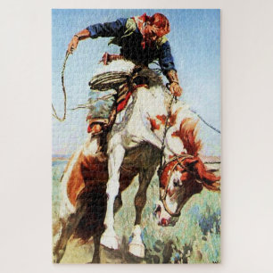 Puzzle « Cavalier de bronco » Art occidental par W Herber