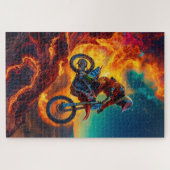Puzzle Cavalier de motocross échappant aux flammes (Horizontal)