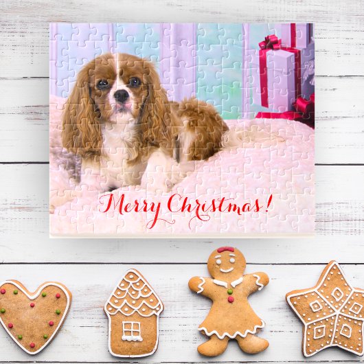 Puzzle Cavalier King Charles de Noël avec des cadeaux
