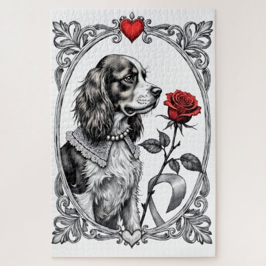 Puzzle Cavalier King Charles Gravure Victorienne Saint-Va (Vertical)