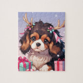 Puzzle Cavalier King Charles Pastel cadeaux de Noël (Vertical)