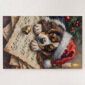 Puzzle Cavalier King Charles Sleeping on Christmas Carols (Horizontal)