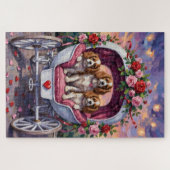 Puzzle Cavalier King Charles Spaniel Chien Saint-Valentin (Horizontal)