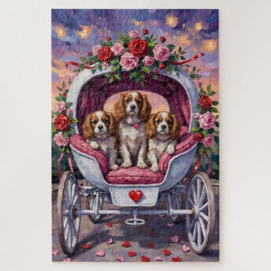 Puzzle Cavalier King Charles Spaniel Chien Saint-Valentin (Vertical)