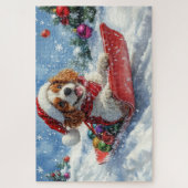Puzzle Cavalier King Charles Spaniel Chien Sledge Noël (Vertical)