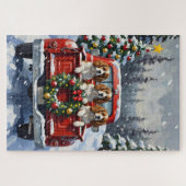Puzzle Cavalier King Charles Spaniel Christmas Red Truck (Horizontal)