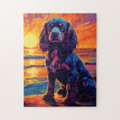 Puzzle Cavalier King Charles Spaniel Coucher de soleil /  (Vertical)