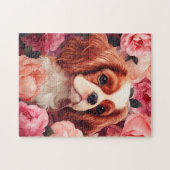 Puzzle Cavalier King Charles Spaniel en Rose (Horizontal)