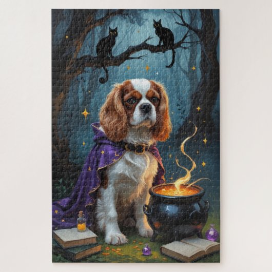 Puzzle Cavalier King Charles Spaniel Fantaisie Halloween (Vertical)