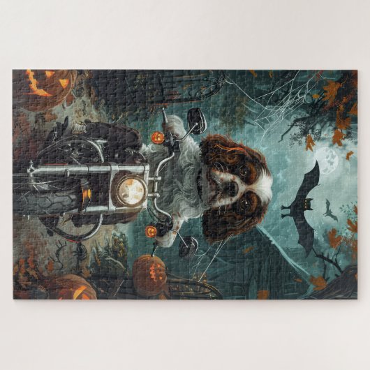 Puzzle Cavalier King Charles Spaniel Halloween effrayant (Horizontal)