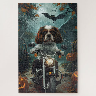 Puzzle Cavalier King Charles Spaniel Halloween effrayant