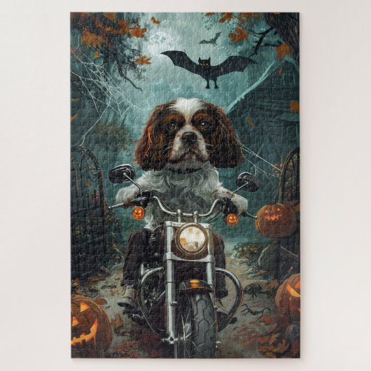 Puzzle Cavalier King Charles Spaniel Halloween effrayant (Vertical)