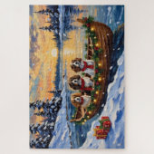 Puzzle Cavalier King Charles Spaniel Noël Bateau (Vertical)