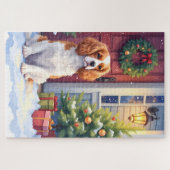 Puzzle Cavalier King Charles Spaniel Noël enneigé (Horizontal)