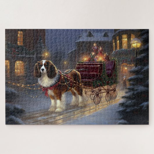 Puzzle Cavalier King Charles Spaniel Noël Fêtard (Horizontal)